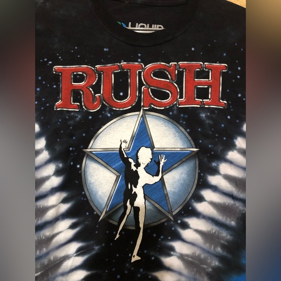 RUSH Liquid Blue Medium Tie-Dye STARMAN T-Shirt - Picture 2 of 6